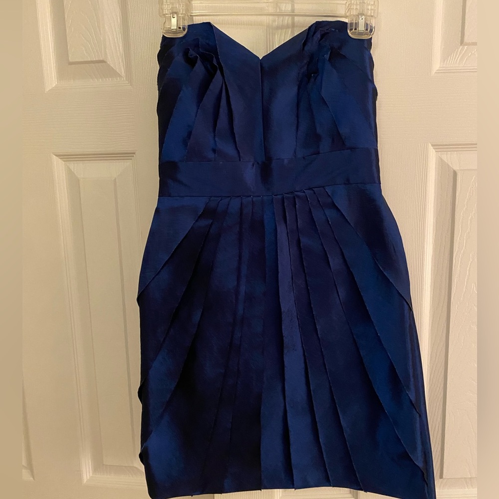 Blue Metallic Strapless Dress | size 4